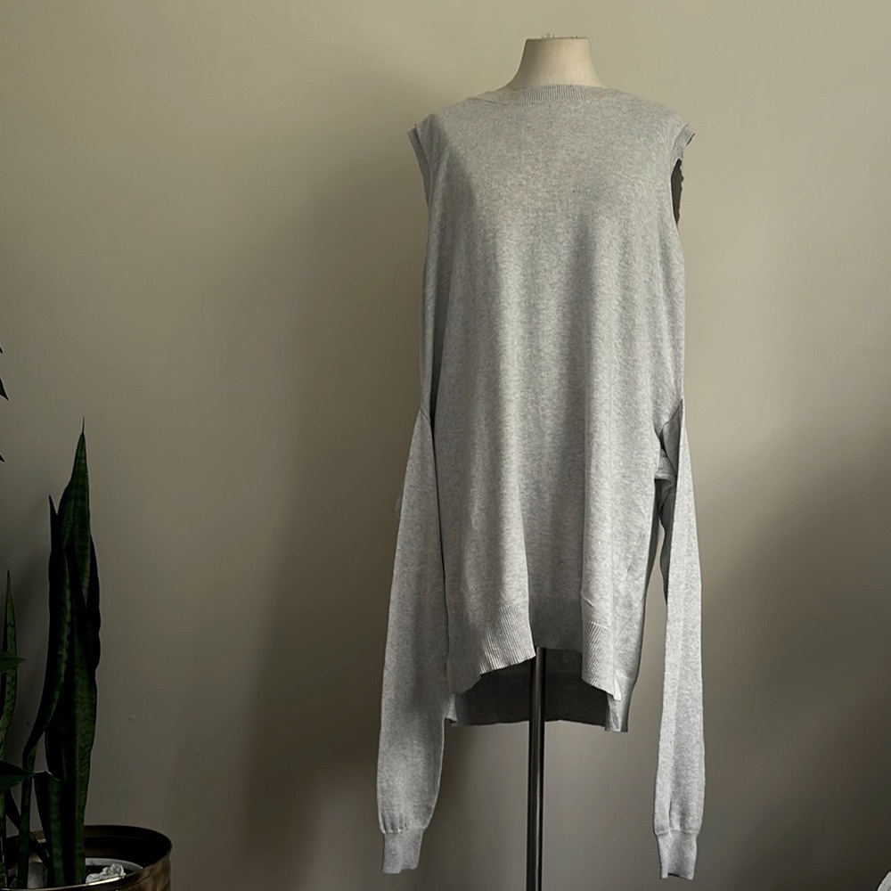 CURRENT/ELLIOTT Cotton Cashmere Mix Gray Sleeveless Sweater Dress sz Large 3 - Picture 3 of 8